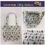Medium Tote Bag - Cats White